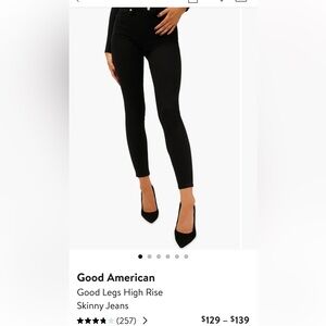 Good American Good Legs High Rise Skinny Jeans. Black. Size 8.